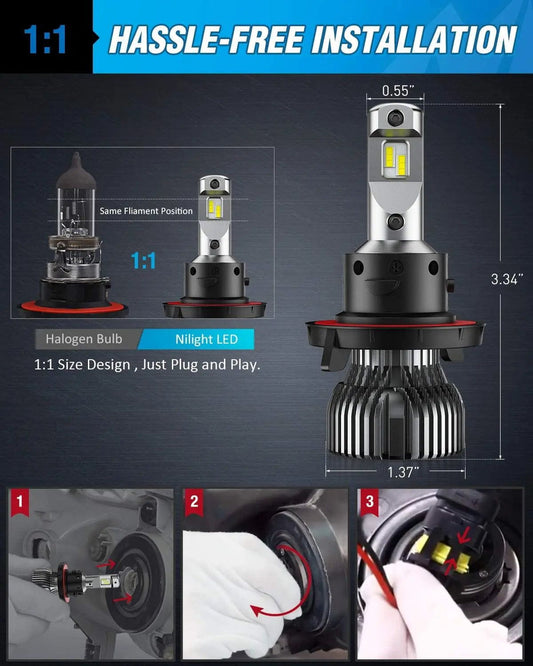LED Headlight H13/9008 LED Headlight Bulbs E30 Series 70W 14000LM 6500K IP67 | 2 BULBS