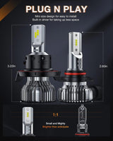 LED Headlight H13/9008 LED Headlight Bulbs | H10/9145/9140 Fog Light Bulbs Combo E20 Series 6000K IP67 | 4 BULBS