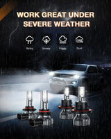 LED Headlight H13/9008 LED Headlight Bulbs | H10/9145/9140 Fog Light Bulbs Combo E20 Series 6000K IP67 | 4 BULBS
