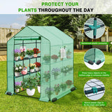 Greenhouse 57.5 Inchx57 Inchx77 Inch Walk in Green House - Large Outdoor/Indoor Greenhouses with 8 Shelves Waterproof PE Cover & Windows, Portable Greenhouse Kit for Winter Backyard Gardening Patio, Green