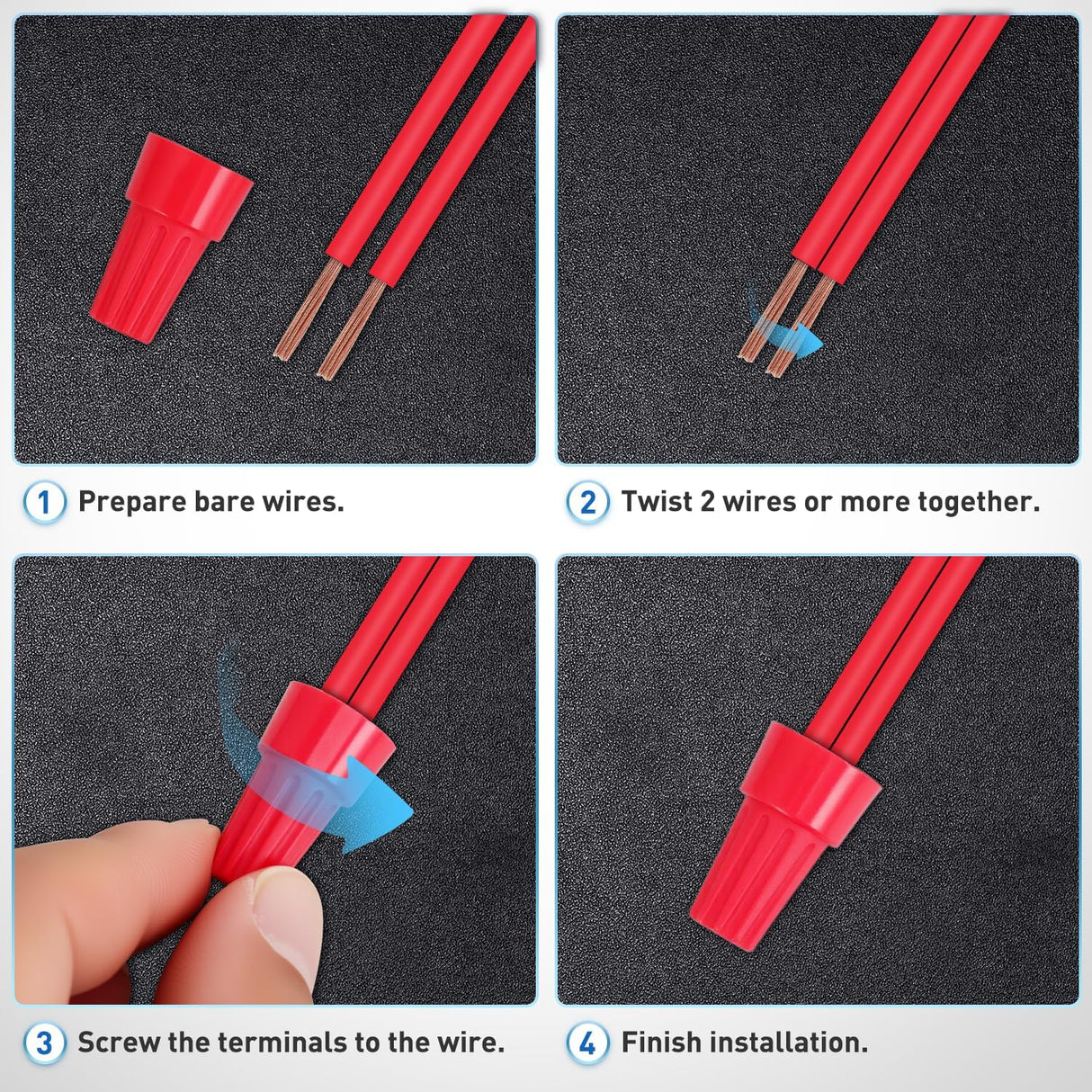 100PCS Red Wire Connectors Kit 14-12 AWG Electric Wire Caps Insulating Insert Twist Electrical Wire Terminal with Spring for Connect Electrical Wiring Automotive Car Truck Boats Marine
