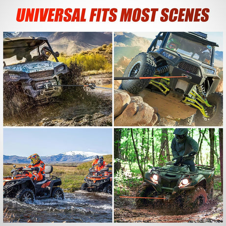 1/4 inch x 50 ft Synthetic Winch Line Cable Kit - Universal for ATV, UTV, 4x4 Off-Road Vehicle - 9000 lbs Winch Line Ropes with Steel Hook, Rubber Stopper, Protective Sleeve, Safety Strap, Orange