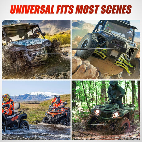 1/4 Inch x 50 Feet Synthetic Winch Line Cable Universal for ATV UTV 4x4 Off-Road Vehicle 9000 lbs Winch Line Ropes with Steel Hook Rubber Stopper Protective Sleeve Safety Strap, Grey