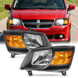 Nilight 2008 2009 2010 Dodge Grand Caravan Headlight Assembly Black Case Amber Reflector