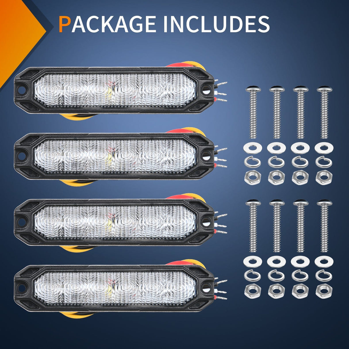 4PCS 6 LED Blue Emergency Warning Strobe Lights