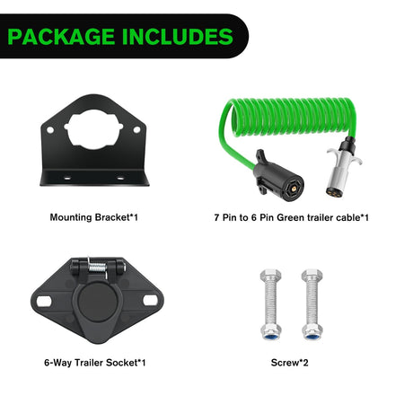 Accessories 8ft 7 Way to 6 Way Trailer Plug Adapter