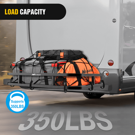 32¡Á26¡Á4 Inch RV Bumper Mounted Cargo Rack Carrier with Net Fits 4-inch or 4-1/2-inch Bumpers Nilight