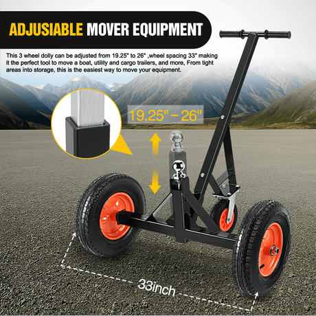 Trailer Dolly Trailer Dolly 1000LBS Tongue Weight Capacity With 19.25Inch-26Inch Height Adjustable, 2 Inch Ball, 16 Inch Tires For RV, Boat, Jet Ski, Car, Car Accessories