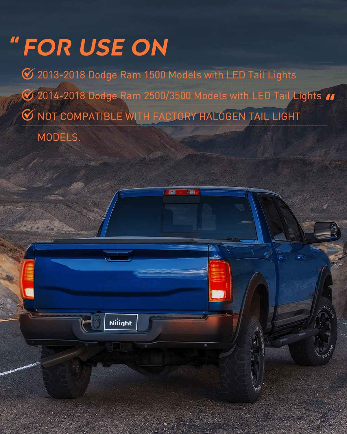 Nilight Taillight Assembly Compatible with 2013 2014 2015 2016 2017 2018 Dodge Ram 1500 2014-2018 Ram 2500 3500 LED Style Driver Side Rear Tail Light with Bulbs