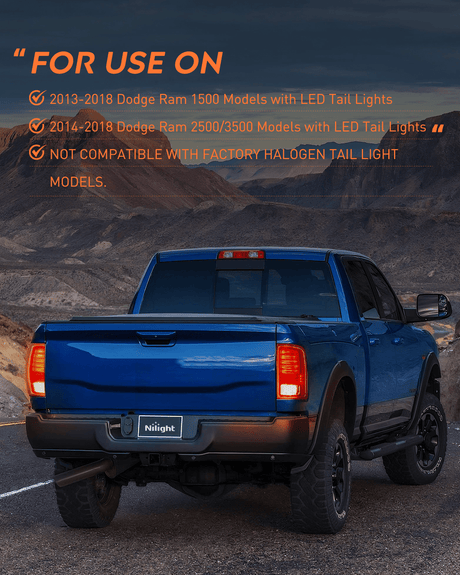 Nilight Taillight Assembly Compatible with 2013 2014 2015 2016 2017 2018 Dodge Ram 1500 2014-2018 Ram 2500 3500 LED Style Driver Side Rear Tail Light with Bulbs