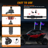 2Pcs 3FT Spiral Antenna Bluetooth Remote App Control Led Fat Whip Light