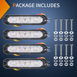 Nilight 4PCS 6 LED Red and Yellow Emergency Warning Strobe Lights