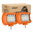 Nilight 2pc 4 Inch 20W Spot Flood Combo Orange Case Led Light Bar