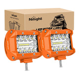 Nilight 2pc 4 Inch 20W Spot Flood Combo Orange Case Led Light Bar