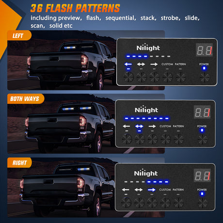 Nilight Led Strobe Light 144 LED Strobe Traffic Advisor Light Bar Blue White with Controller 2 in 1 Automotive Emergency Warning Flashing Police Windshield Lights Bars for Cars Tow Plow Trucks Construction Vehicles