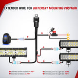 12AWG LED Light Bar Wiring Harness Kit 12V On Off 5Pin Rocker Switch Laser Waterproof Toggle Power Relay Blade Fuse for Cars Boat ATV Trucks - 3 Leads Blue