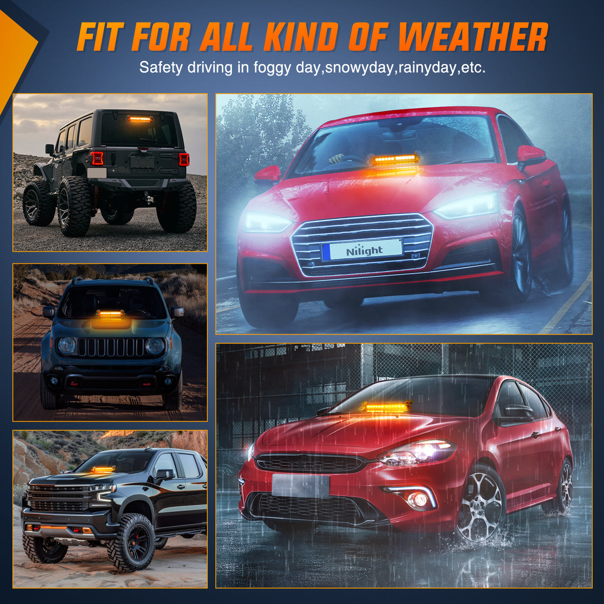 12LED Traffic Advisor Strobe Light Bar Amber Emergency Warning Hazard Safety Dash Front/Rear Windshield Flashing Lights for Cars Trucks Police Firefighter Plow Construction Vehicles