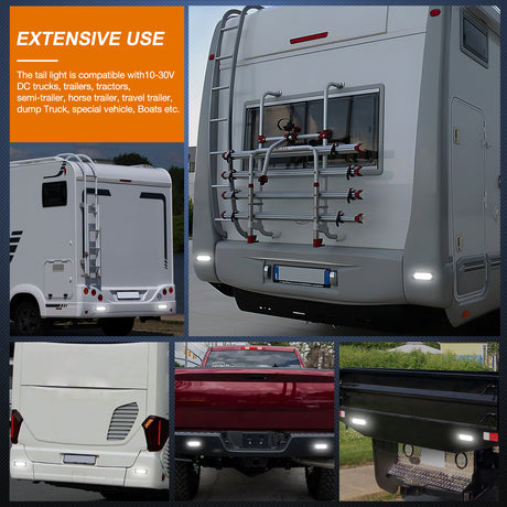 Nilight 5.5 Inch Aluminum Housing Tail Light 2 PCS 24 LED White Back Up Reverse Marker Lights Surface Mount IP67 Waterproof for 10-30V RV Camper Trailer Truck Bus Boat