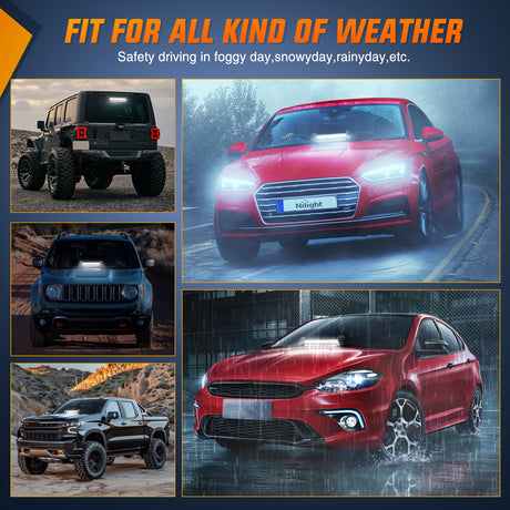 Nilight 12LED Traffic Advisor Strobe Light Bar White Emergency Warning Hazard Safety Dash Front/Rear Windshield Flashing Lights for Cars Trucks Police Firefighter Plow Construction Vehicles