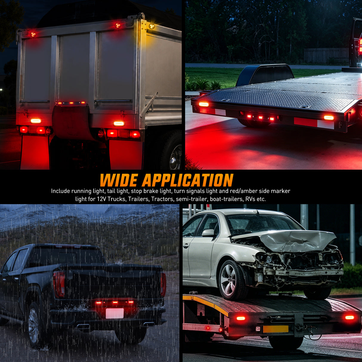 Tail Brake Turn Reverse Lights LED Trailer Light Kit 6 Inch Oval Stop Turn Taillight 2 Inches Round Red Amber Side Marker Lights 9 LED ID Bar for 12V RV Camper Caravan Truck Bus Boat