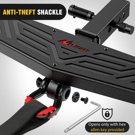 Trailer Hitch Hitch Step 2 Inch Receiver Universal Trailer Hitch Step Armor with Anti-Theft D-Ring Shackle Hitch Lock Stabilizer Anti-Slip Design Rear Bumper Guard for Pickups Trucks Vans SUVs ATVs