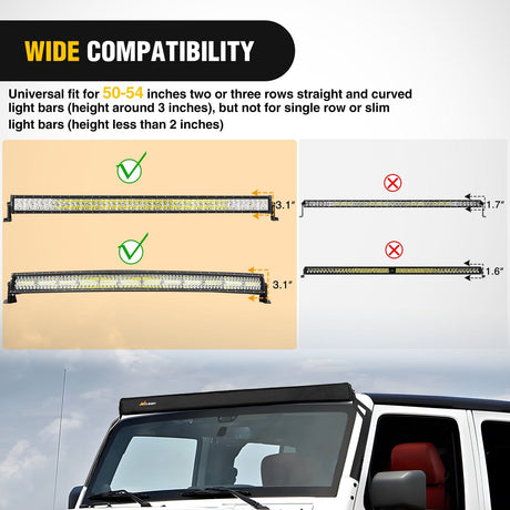 light cover LED Light Bar Cover 52 Inches Black Nylon Protective Sleeve Universal Fit Straight and Curved Bar Waterproof Dustproof Scratch-Proof Light Cover for Driving Off Road Lights