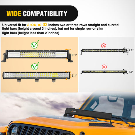 light cover LED Light Bar Cover 32 Inches Black Nylon Protective Sleeve Universal Fit Straight and Curved Bar Waterproof Dustproof Scratch-Proof Light Cover for Driving Off Road Lights