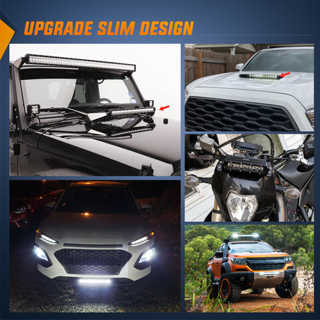 Nilight Led Light Bar 2Pcs 11 Inch 50W Super Slim Spot Flood Combo 5000LM 3D Driving Fog Off Road Lights Pods with Wiring Harness Kit-2 Lead for Trucks Pickup SUV ATV UTV Boat 4x4 Van Camper