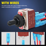 Nilight 4Pin Reverse Polarity Toggle Switch 2PCS 12V Momentary Rocker Switches 30A On Off On DPDT 3 Position Waterproof Boot Cap Jack Motor Control w/14 Gauge Wires