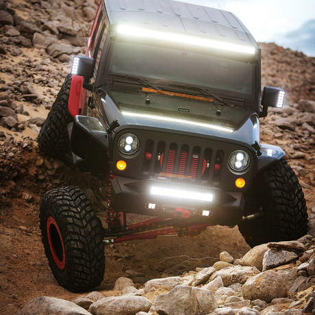 Nilight 2PCS 42W LED Flush Mount Light Pods Upgraded Spot Flood Combo Beam 12V 5Pin Rocker Switch Wiring Harness Kit-2 Leads, 2 Years Warranty (ZH044)