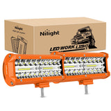 Nilight 2pc 6.5 Inch 120W Spot Flood Combo Orange Case Led Light Bar