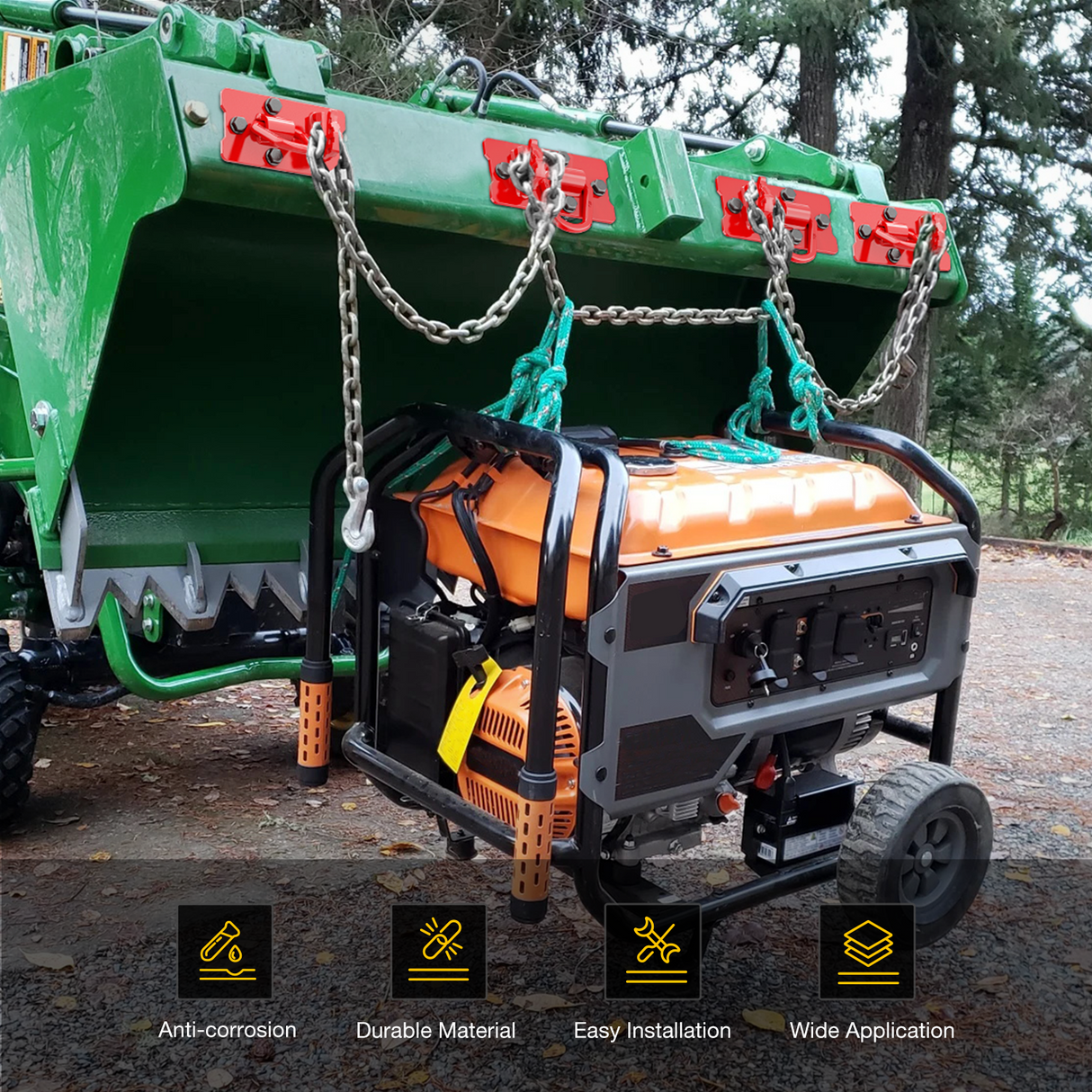 Nilight 2PCS Tractor Bucket Hooks with Tie Down Ring, Bolt-On Grab Hook with Back Plates Compatible with Trailer RV UTV Truck, Grade 70 Grade Forged Steel Max 15000 lbs, Red