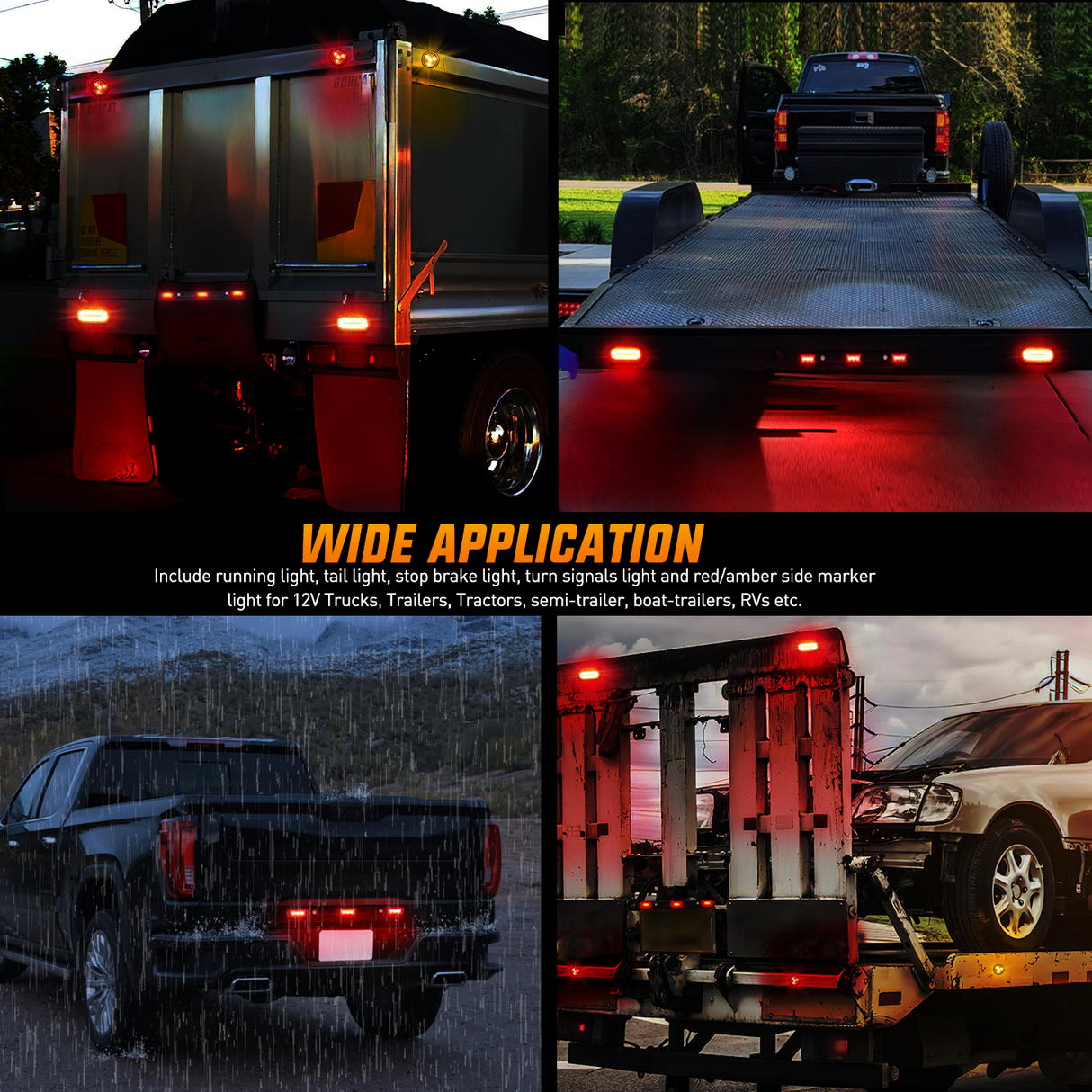 Nilight LED Trailer Light Kit 6 Inch Oval Stop Turn Taillight 2 Inches Round Red Amber Side Marker Lights 9 LED ID Bar for 12V RV Camper Caravan Truck Bus Boat