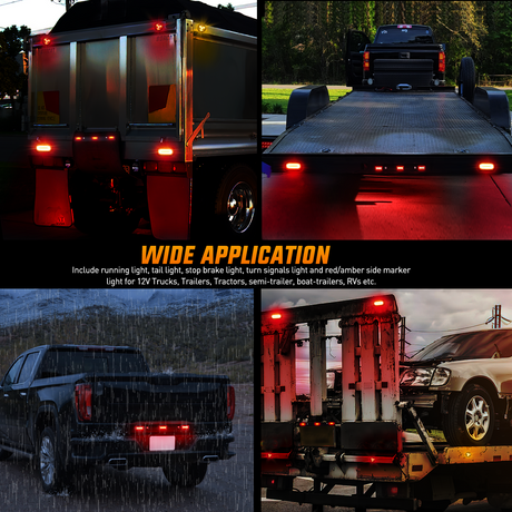 Nilight LED Trailer Light Kit 6 Inch Oval Stop Turn Taillight 2 Inches Round Red Amber Side Marker Lights 9 LED ID Bar for 12V RV Camper Caravan Truck Bus Boat