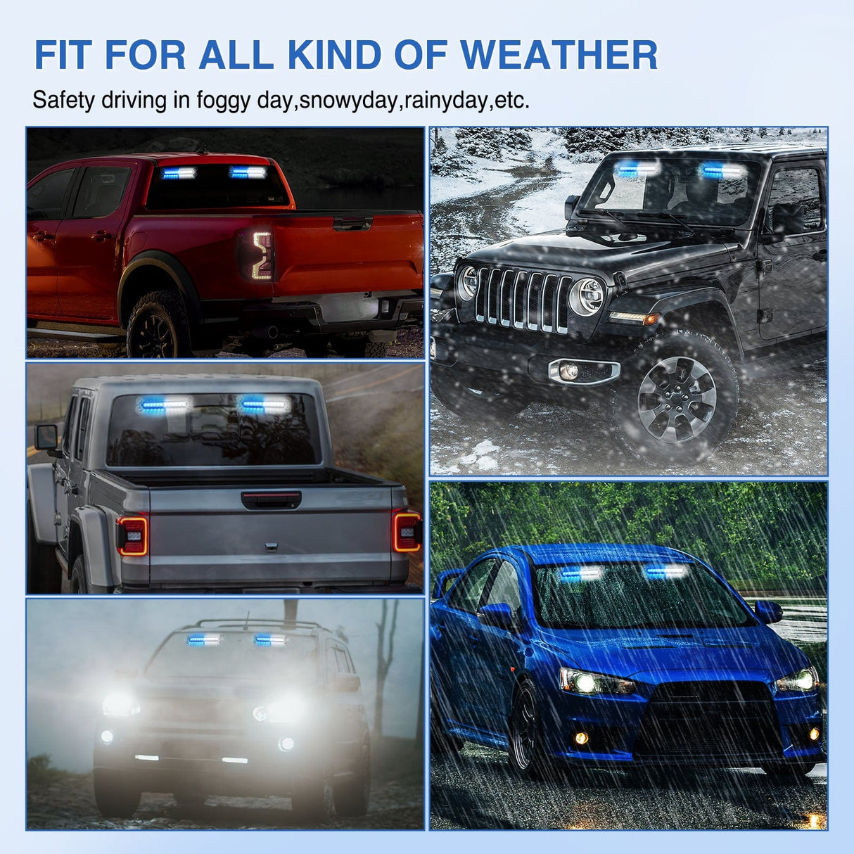 Nilight 24LED Emergency Strobe Traffic Advisor Light Bar 2 in 1 Blue White Dash Warning Safety Flashing Lights Front/Rear Windshield Construction Lights for Trucks Cars Plow Police Vehicles