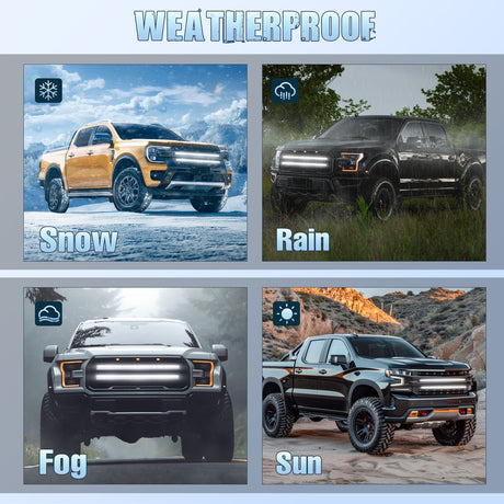 Nilight 2PCS 24 inch Truck Grill Strobe Lights Strip 384 LED Emergency Light White Flexible Side Flashing Warning Caution Safety Waterproof Lighting Kit for Trucks Tow Plow Construction Vehicles