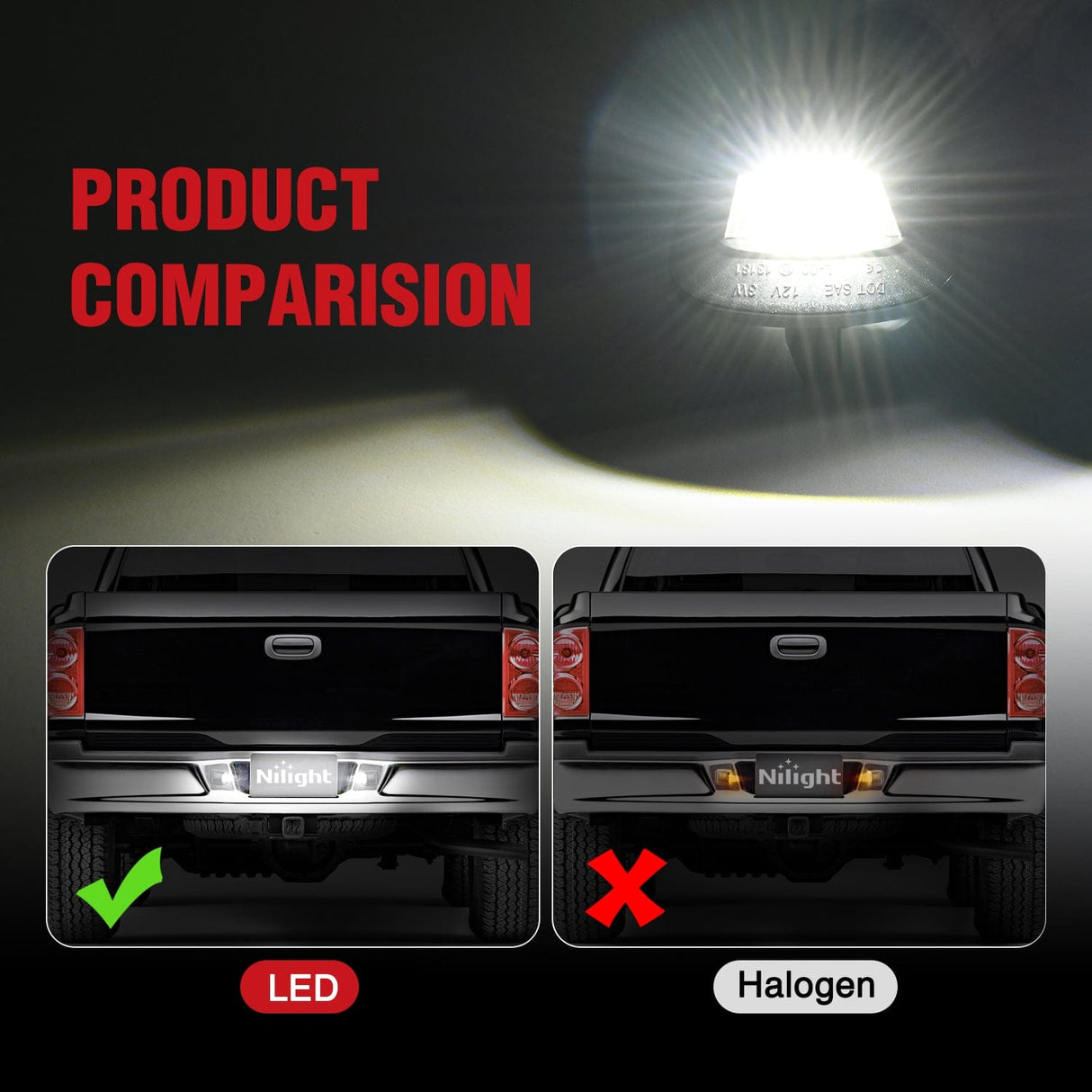 License Plate Lights Compatible with 1997 1998 1999 2010 2011 Dodge Dakota 2006-2009 Mitsubishi Raider with Black Housing 6000K White 2PCS Pack