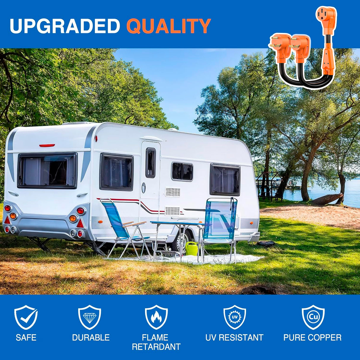 Nilight RV Y Splitter Adapter Cord 30 Amp to 50 Amp TT-30P Male Plug to 14-50R Female Receptacle Heavy Duty Electrical STW Wire Waterproof Cord for RV Camper Van Trailer