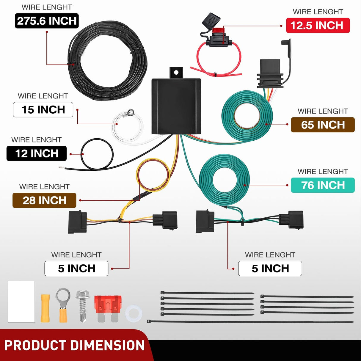 Wiring Harness Kit 4 Pin Trailer Wiring Harness Kit 56329 Vehicle Custom for 2004 2005 2006 2007 2008 2009 2010 2011 2012 Ford Escape; Edge Freestar; Mazda Tribute; Mercury Mariner; Lincoln MKX