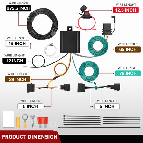 Wiring Harness Kit 4 Pin Trailer Wiring Harness Kit 56329 Vehicle Custom for 2004 2005 2006 2007 2008 2009 2010 2011 2012 Ford Escape; Edge Freestar; Mazda Tribute; Mercury Mariner; Lincoln MKX