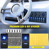 Nilight 8 Gang Rocker Switch Panel Waterproof Aluminum Marine with PD Type C & USB Charger Cigarette Lighter Socket Voltmeter Inline Fuse 12V 24V ON Off Pre-Wired Switches for Car Truck Boat