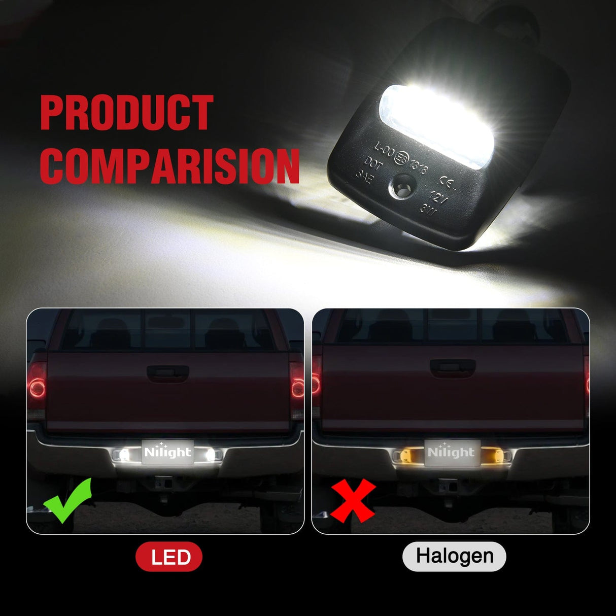 License Plate Lights Compatible with 2005 2006 2007 2008 2009 2010 2011 2012 2013 2014 2015 Toyota Tacoma 2000-2013 Tundra Black Housing 6000K White 2PCS Pack comparision