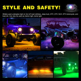 RGB Rock Lights RGB LED Rock Lights Kit 12 Pods Underglow Multicolor Neon Pod with Remote & Bluetooth App Control DIY Flashing Music Mode Wheel Well Light for Truck ATV UTV RZR SUV