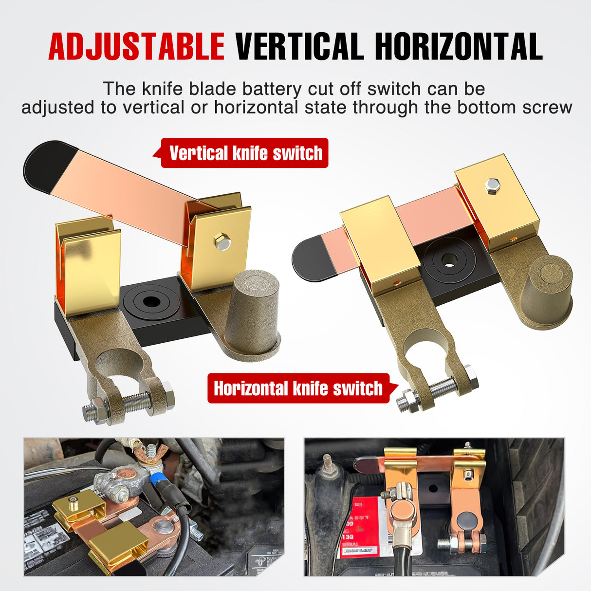 Nilight Top Post Knife Blade Master Switch 12V 24V 250A Battery Negative Disconnect Shut Off Kill Power Isolator for Car Truck Marine RV Vehicle and Electrical Equipment
