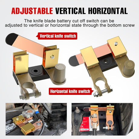 Nilight Top Post Knife Blade Master Switch 12V 24V 250A Battery Negative Disconnect Shut Off Kill Power Isolator for Car Truck Marine RV Vehicle and Electrical Equipment