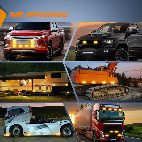 Nilight 4PCS LED Strobe lights 12V 24V Sync Feature Amber 24LED Emergency Hazard Warning Lights with Controller Hard Wire or Cigarette Lighter Plug for Car Truck RVs Campers