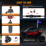 1Pc 3FT Spiral Antenna Bluetooth Remote App Control Led Fat Whip Light