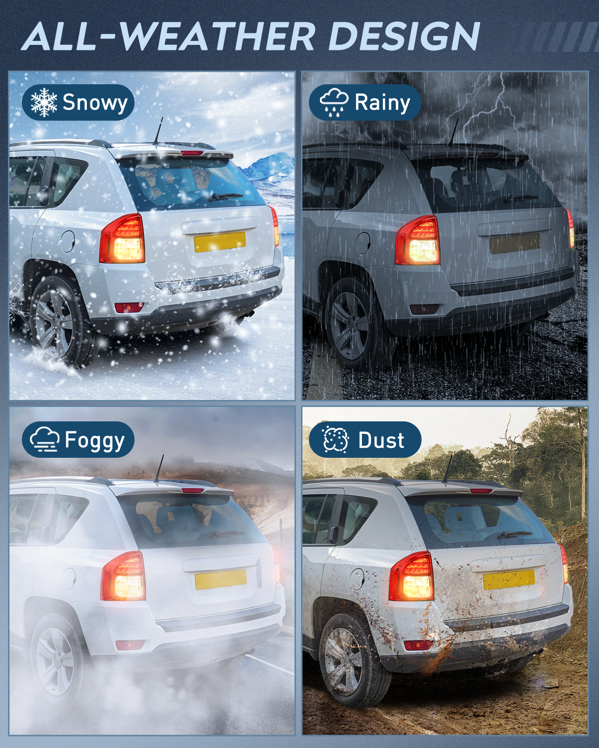 Nilight Taillight Assembly Compatible with 2011 2012 2013 Jeep Compass Tail Light OE Style Rear Lamp Replacement Driver and Passenger Side w/Bulbs