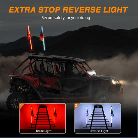Nilight RGB Whip Light 1PC 5FT Lighted Antenna Whips with Remote & App Control DIY Chasing Patterns Brake Reverse Lights for ATV UTV Polaris RZR Can-am Dune Buggy Pickup Trucks Jeep