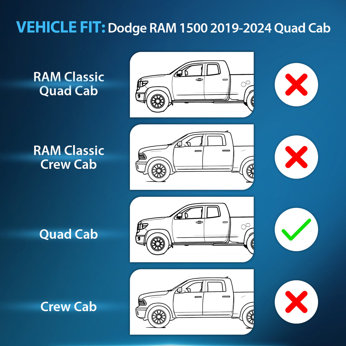 Rain Guards for Dodge RAM 1500 2019 2020 2021 2022 2023 2024 Quad Cab Original Window Deflectors, Vent Window Visors-4PCS